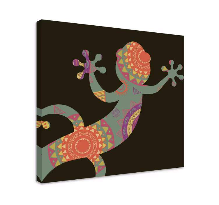 Gecko s květinovým plátnem mandala - TenStickers