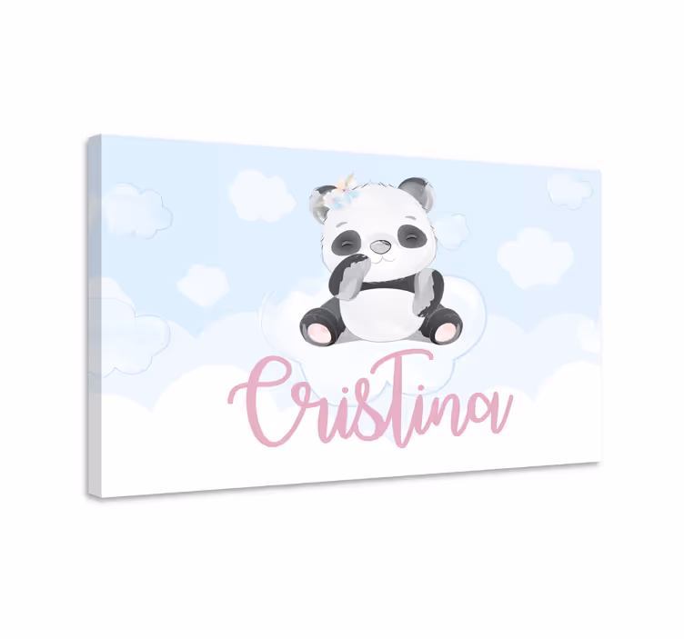 Roztomilá panda pro dívku s personalizovaným plátnem - TenStickers
