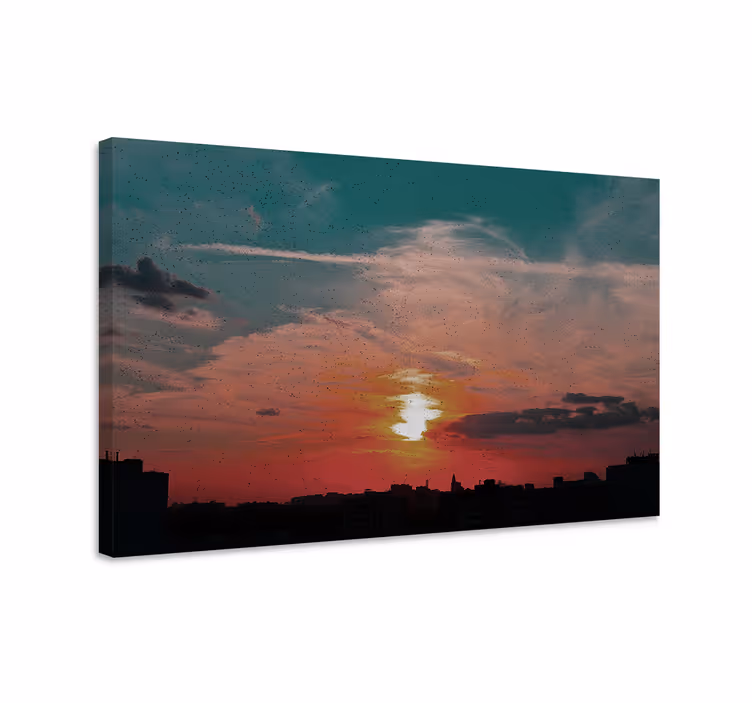 Obraz krajiny soumrak městského panoramatu - TenStickers