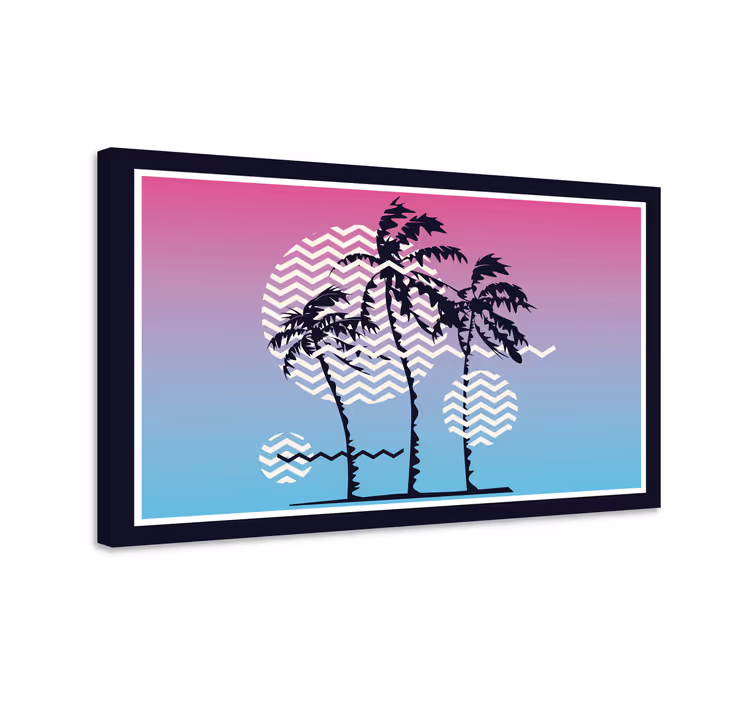 Retro západ slunce palmy retro obraz - TenStickers