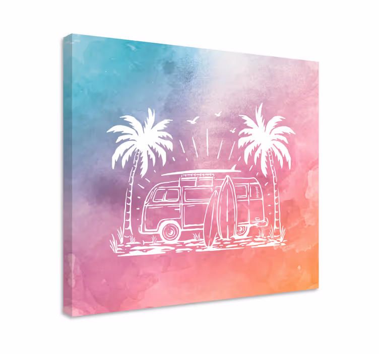Barevné hippie autobus abstraktní styl retro obraz - TenStickers