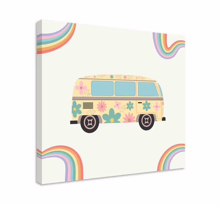 Květinová retro dodávka Obraz - TenStickers