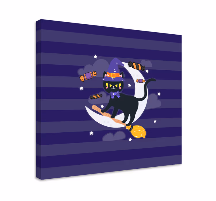 Obraza koček Černá kočičí čarodějnice - TenStickers