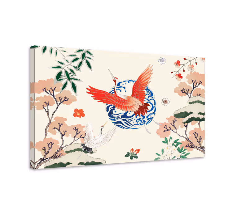 Chinoiserie červené retro obraz - TenStickers