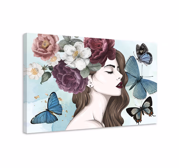 Květinová elegance s motýly Obraza květin a rostlin - TenStickers