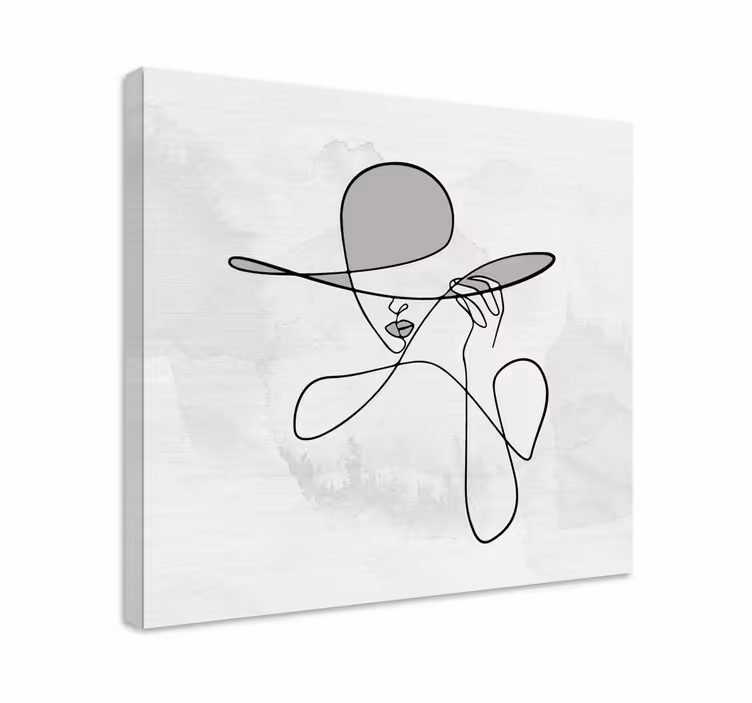 Minimalistická žena s kloboukem vstupní hala obraz - TenStickers