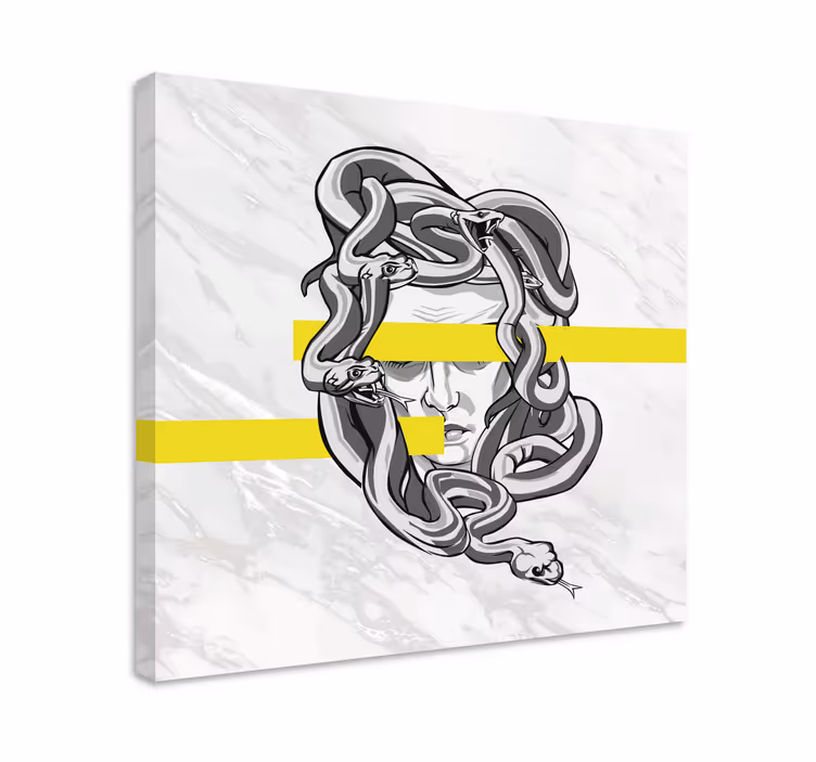 Bílá medúza se žlutými pruhy moderní obraz - TenStickers