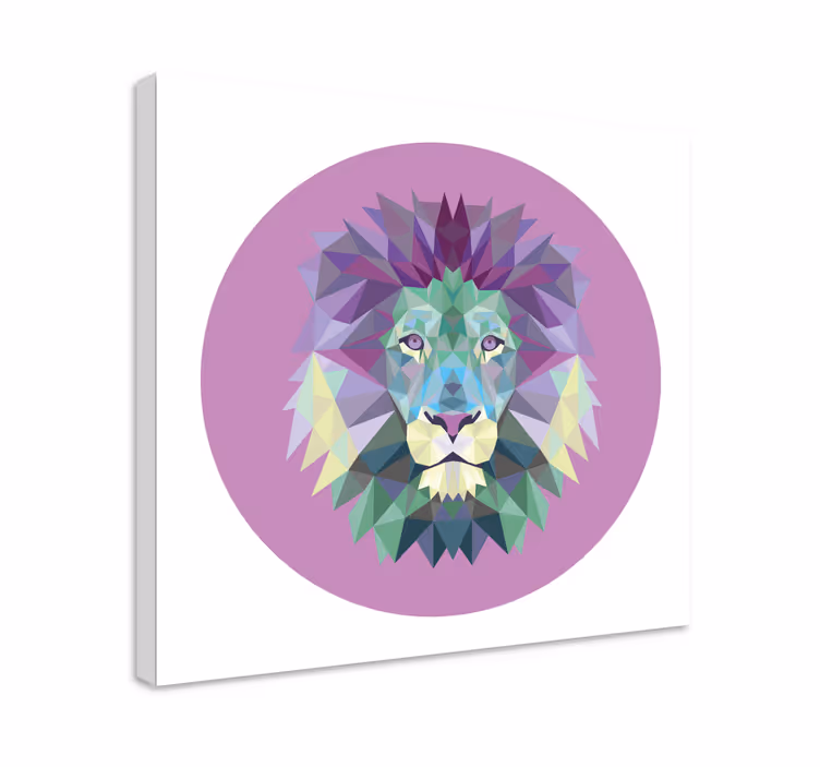 Obrazy na plátně geometrické zvíře fialový lev - TenStickers