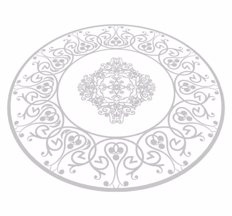 Kulatý damašek Bílý vinylový koberec - TenStickers