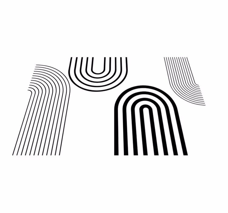 Tenké minimalistické černé oblouky Bílý vinylový koberec - TenStickers