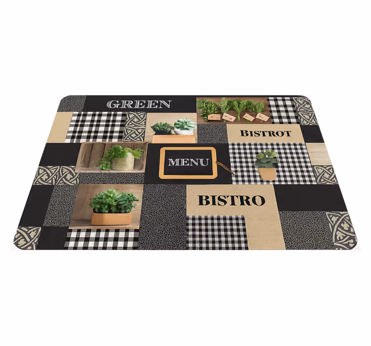 Kuchyňský vinylový koberec bistro v černobílé - TenStickers