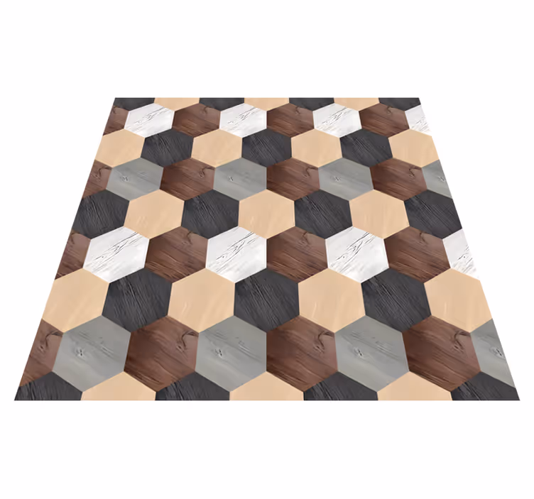 Kuchyňský vinylový koberec smíšené dřevěné hexagony - TenStickers