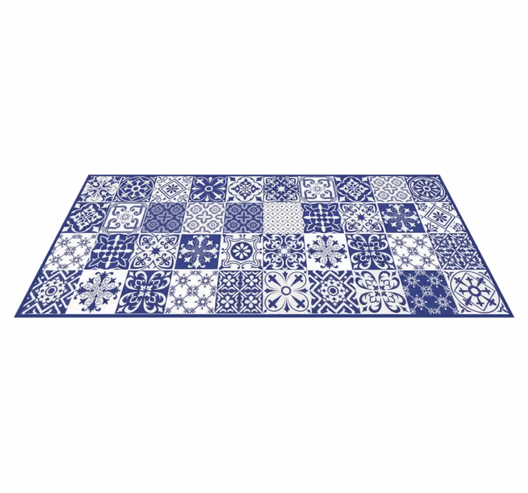 Kuchyňský vinylový koberec cobalt porcelánový koláž - TenStickers