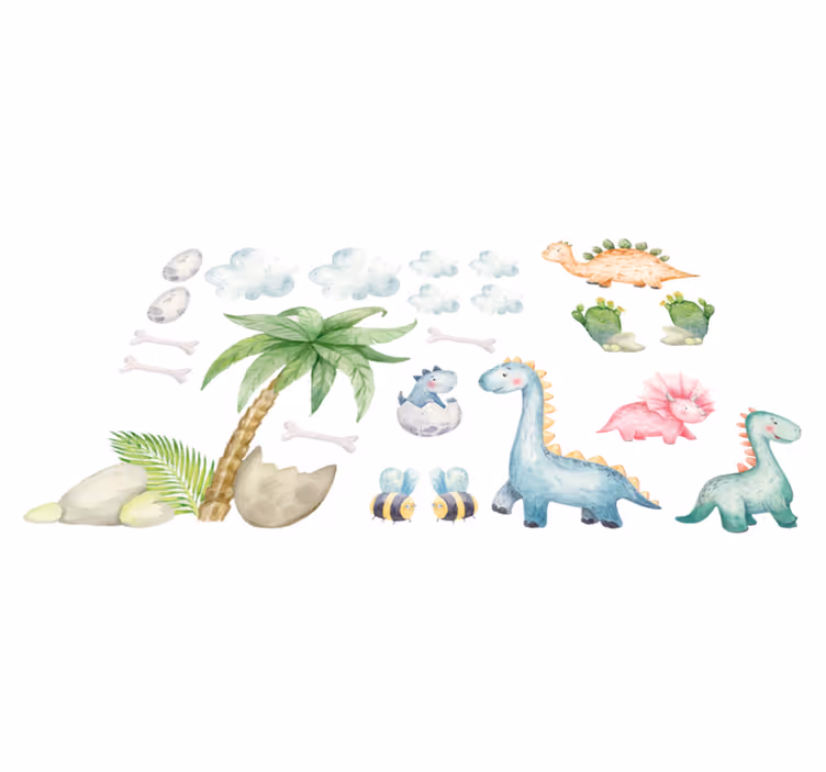 Zvířecí vinylový koberec roztomilí vodovkoví dinosauři - TenStickers