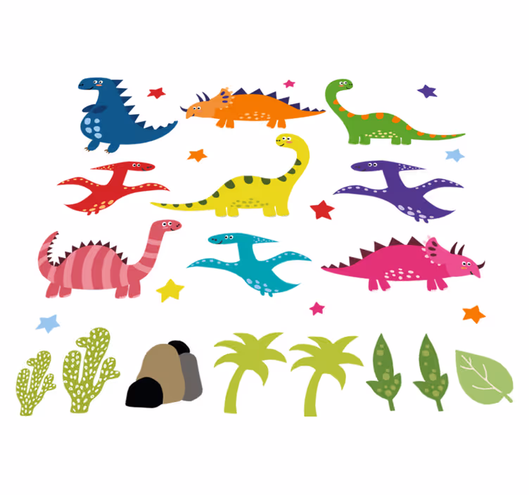 Zvířecí vinylový koberec s barevným severským dinosaurem - TenStickers