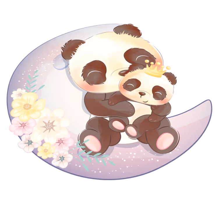 Zvířecí vinylový koberec dva pandi na měsíci - TenStickers