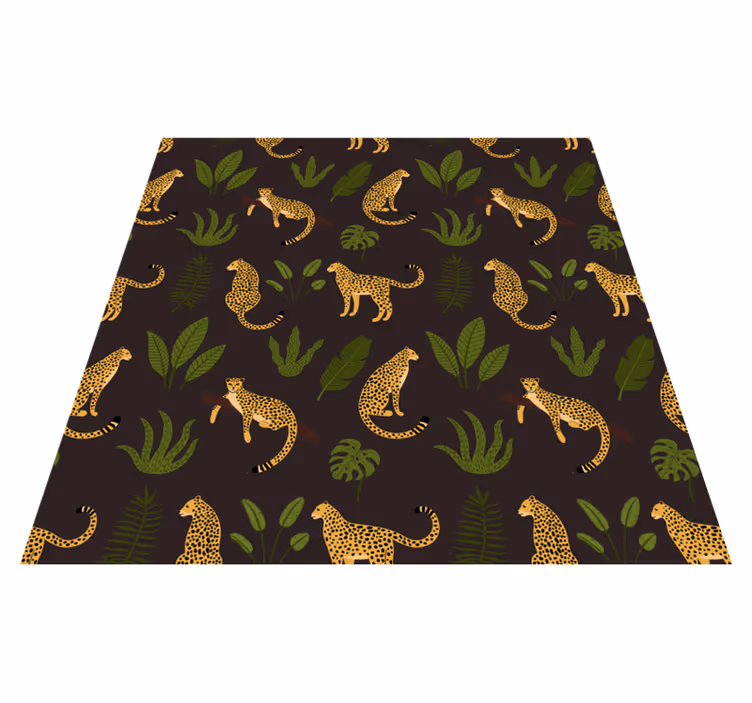 Zvířecí vinylový koberec s tmavým botanickým leopardem - TenStickers