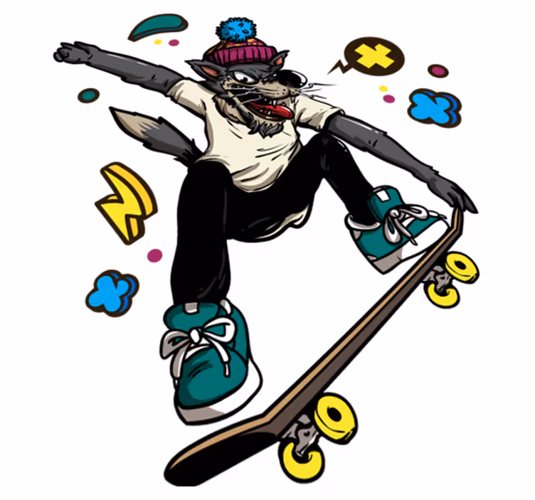 Zvířecí vinylový koberec vlčák na skateboardu - TenStickers