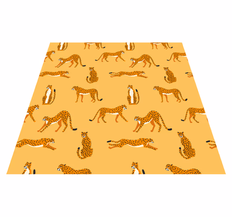 Zvířecí vinylový koberec s grafickým vzorem žlutých leopardů - TenStickers