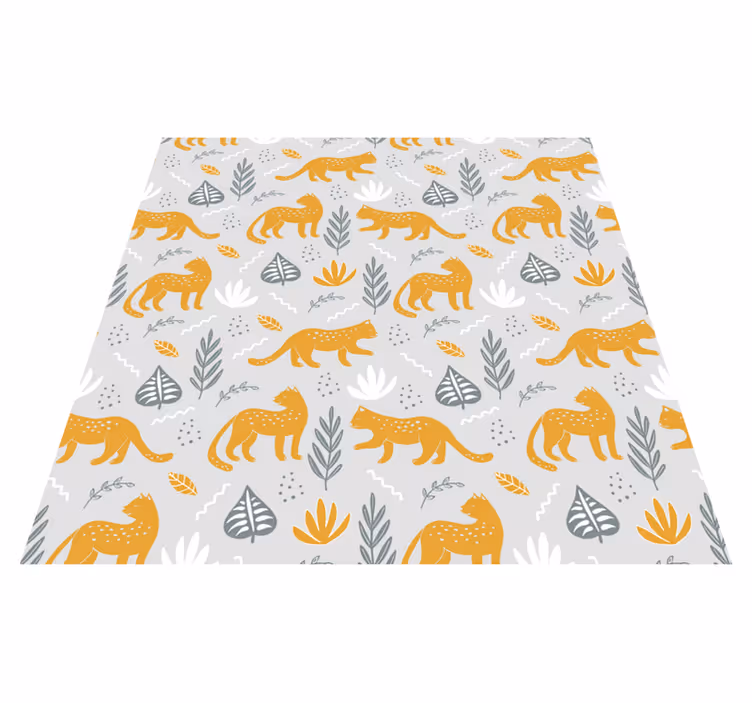 Zvířecí vinylový koberec leopardí chůze na světlém pozadí - TenStickers