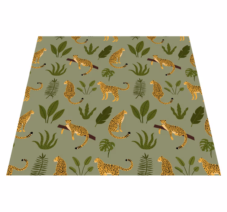 Zvířecí vinylový koberec design s leopardem v květinách - TenStickers