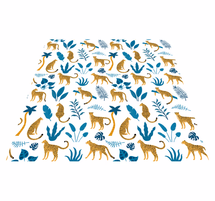 Zvířecí vinylový koberec botanické a leopardí motivy - TenStickers