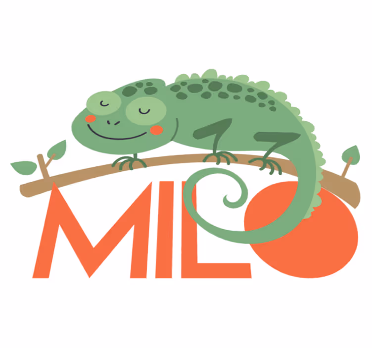 Zvířecí vinylový koberec chameleon s jménem - TenStickers