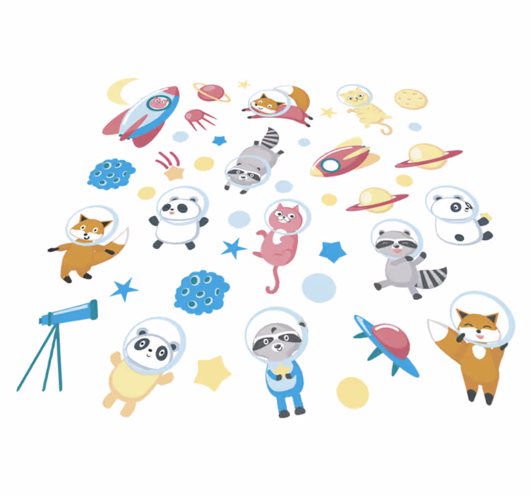 Zvířecí vinylový koberec roztomilí astronauti - TenStickers