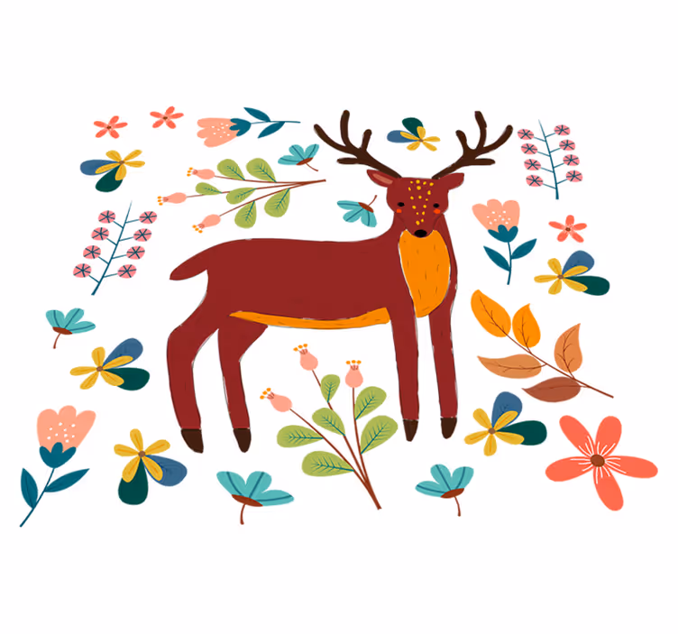 Zvířecí vinylový koberec s veselou ilustrací jelena - TenStickers