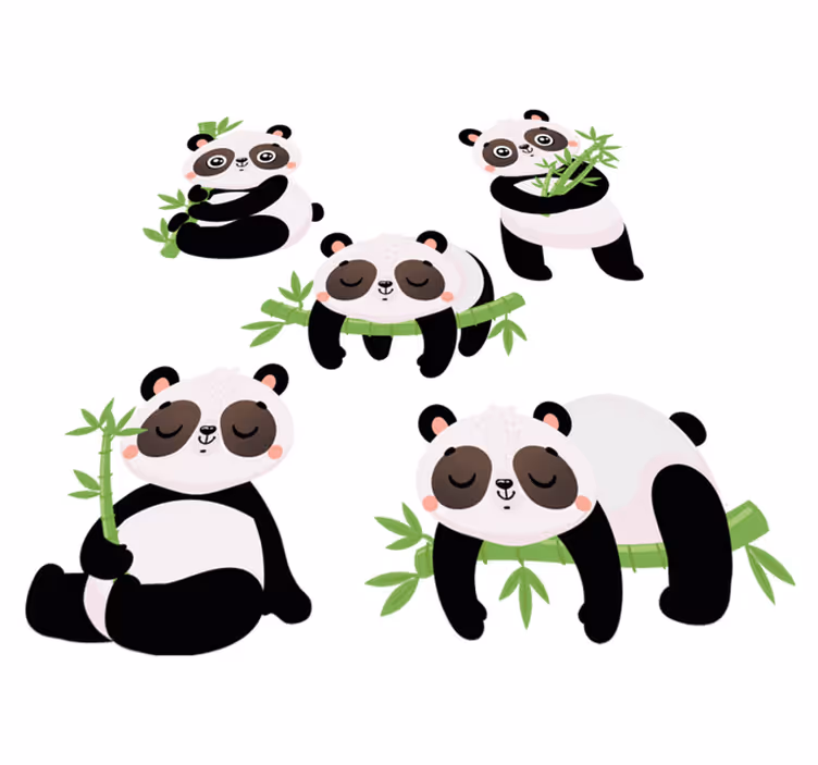 Zvířecí vinylový koberec s roztomilými pandami - TenStickers