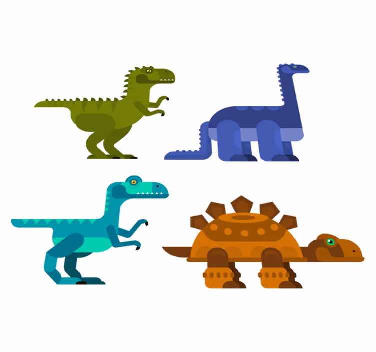 Zvířecí vinylový koberec barevní pohybliví dinosauři - TenStickers