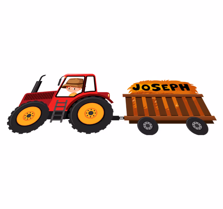 Zvířecí vinylový koberec traktor s senem - TenStickers