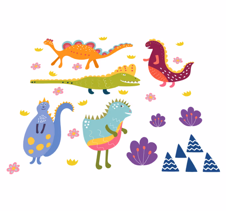 Zvířecí vinylový koberec barevní dinosauří postavy - TenStickers