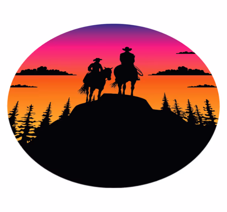 Zvířecí vinylový koberec hory divokého západu a koně - TenStickers