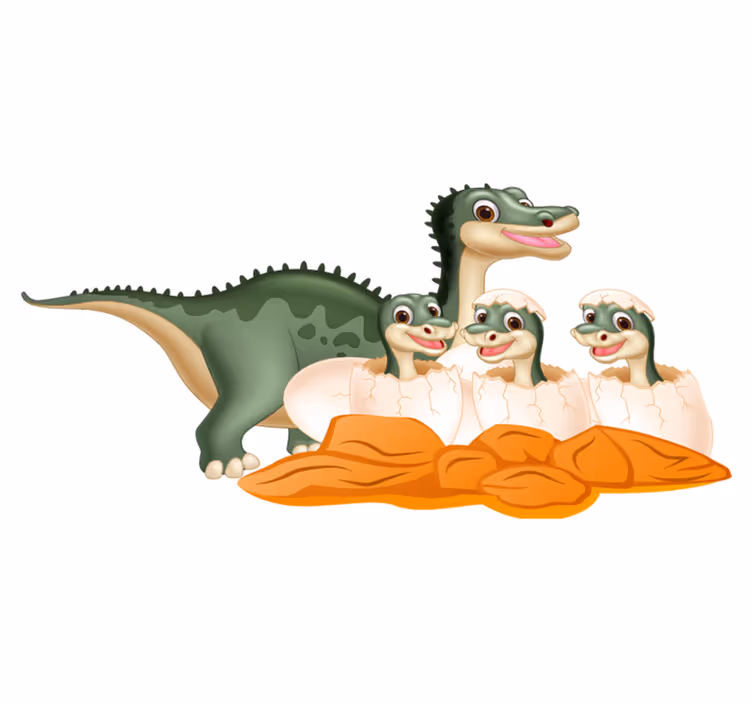 Zvířecí vinylový koberec roztomilá rodina dinosaurů - TenStickers