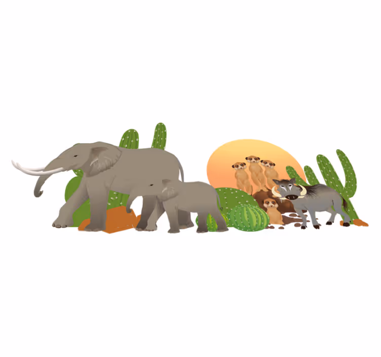 Zvířecí vinylový koberec safari scéna - TenStickers