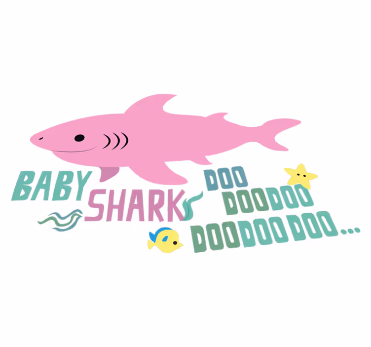 Zvířecí vinylový koberec s texty písničky baby shark - TenStickers
