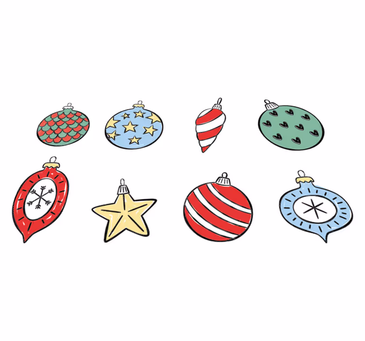 Vinylový koberec vánoce s vintage vánočními koulemi - TenStickers