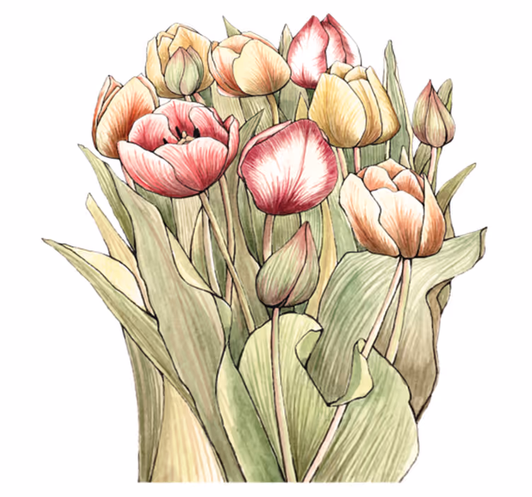 Vinylový koberec s květinami a rostlinami tulipánový bouquet - TenStickers