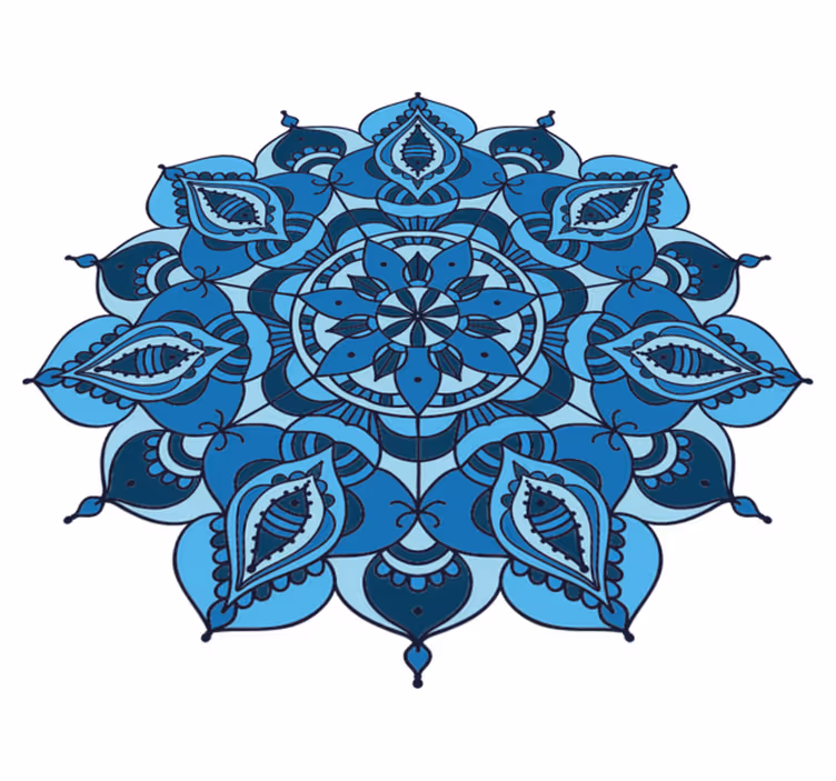 Vinylový koberec s květinami a rostlinami mandala v modré - TenStickers