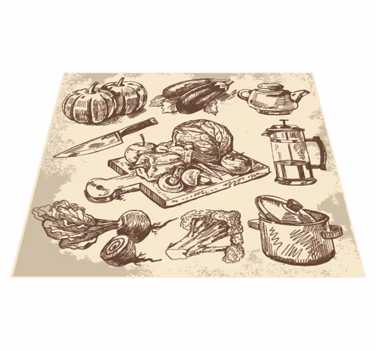 Kuchyňský vinylový koberec s vintage ilustrací - TenStickers
