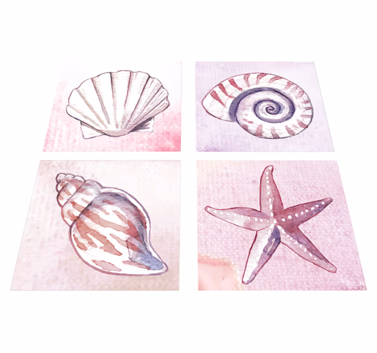Koupelnový vinylový koberec mořský život tiles - TenStickers