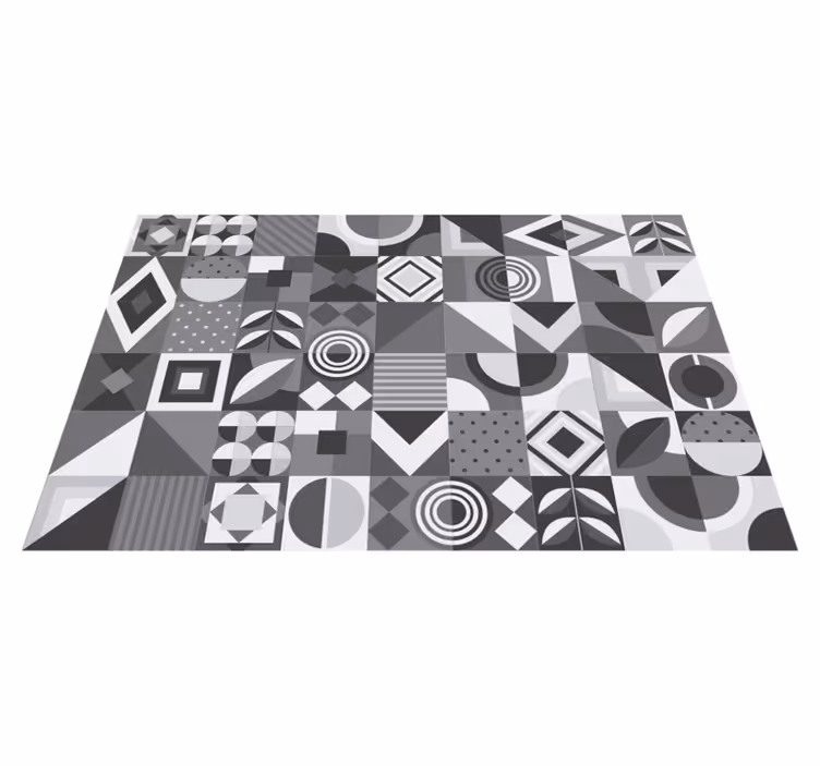 Koupelnový vinylový koberec šedé geometrické dlaždice - TenStickers