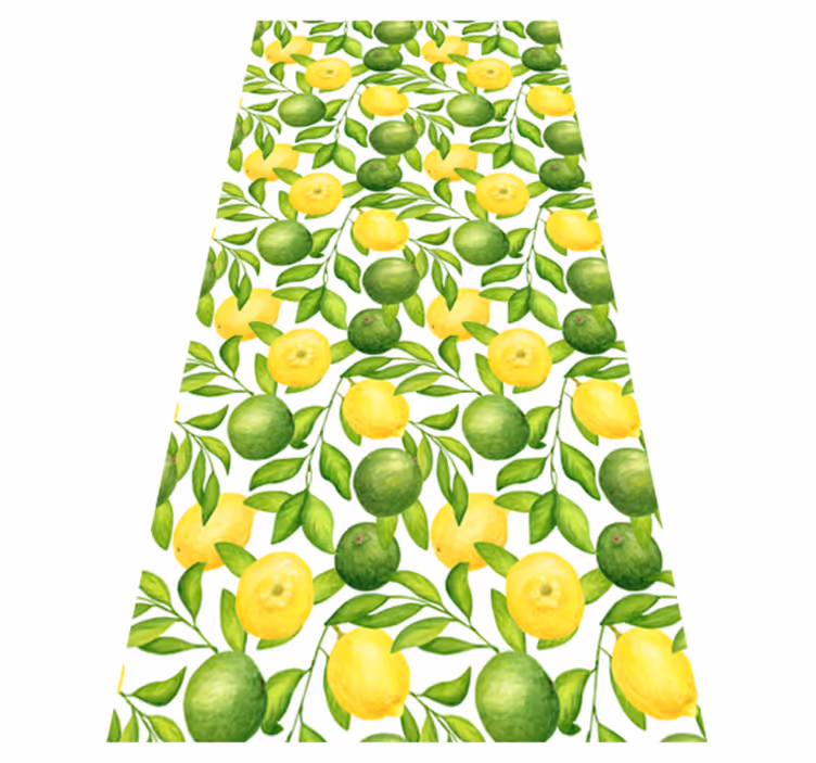 Vinylový koberec s květinami a rostlinami citron a limetka - TenStickers