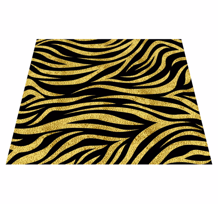 Vinylový koberec se zvířecím potiskem zebra ve zlaté - TenStickers