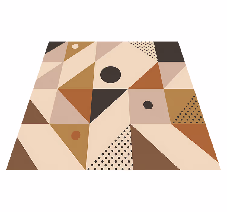 Geometrický vinylový koberec hnědý patchwork - TenStickers