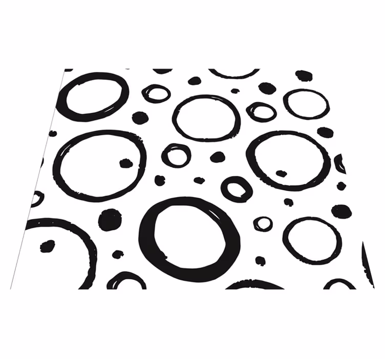 Geometrický vinylový koberec černobílý kruhový design - TenStickers