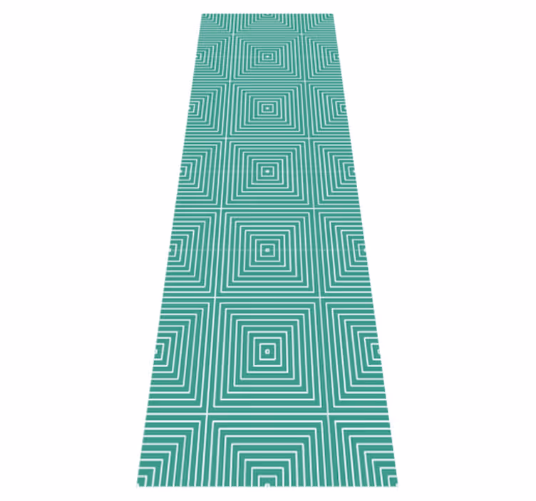Geometrický vinylový koberec s vzorem zelených čtverců - TenStickers