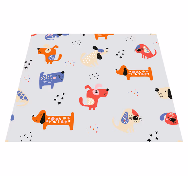 Vinylový koberec do ložnice s ilustrovanými psy - TenStickers