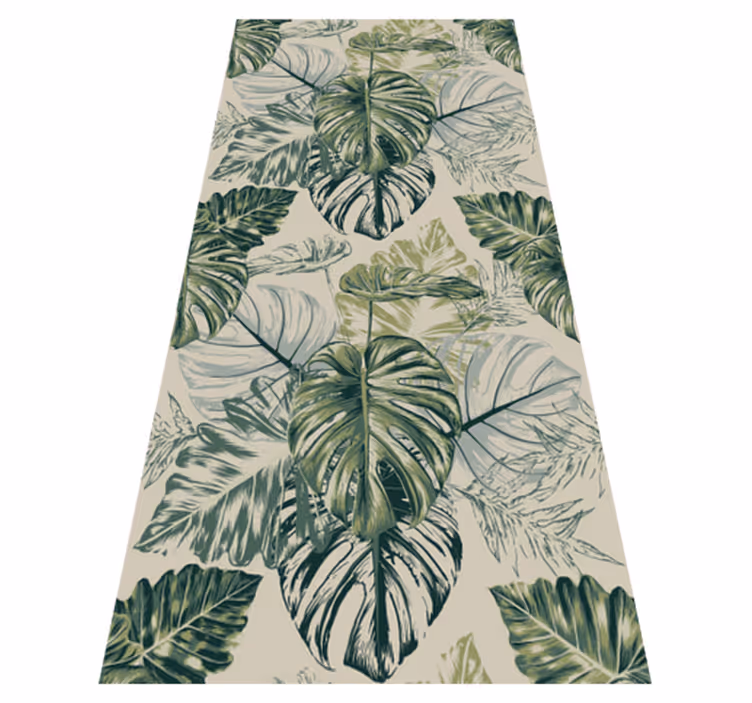 Vinylový koberec do ložnice s vybledlými monstera tvary - TenStickers